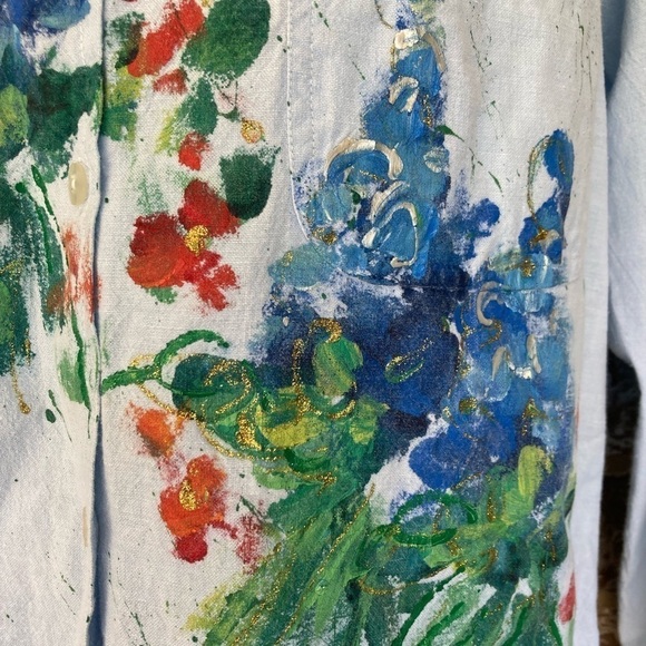 ASC International Clothing Andrew Sports Oversized Topstitch Denim Blouse - Picture 5 of 12